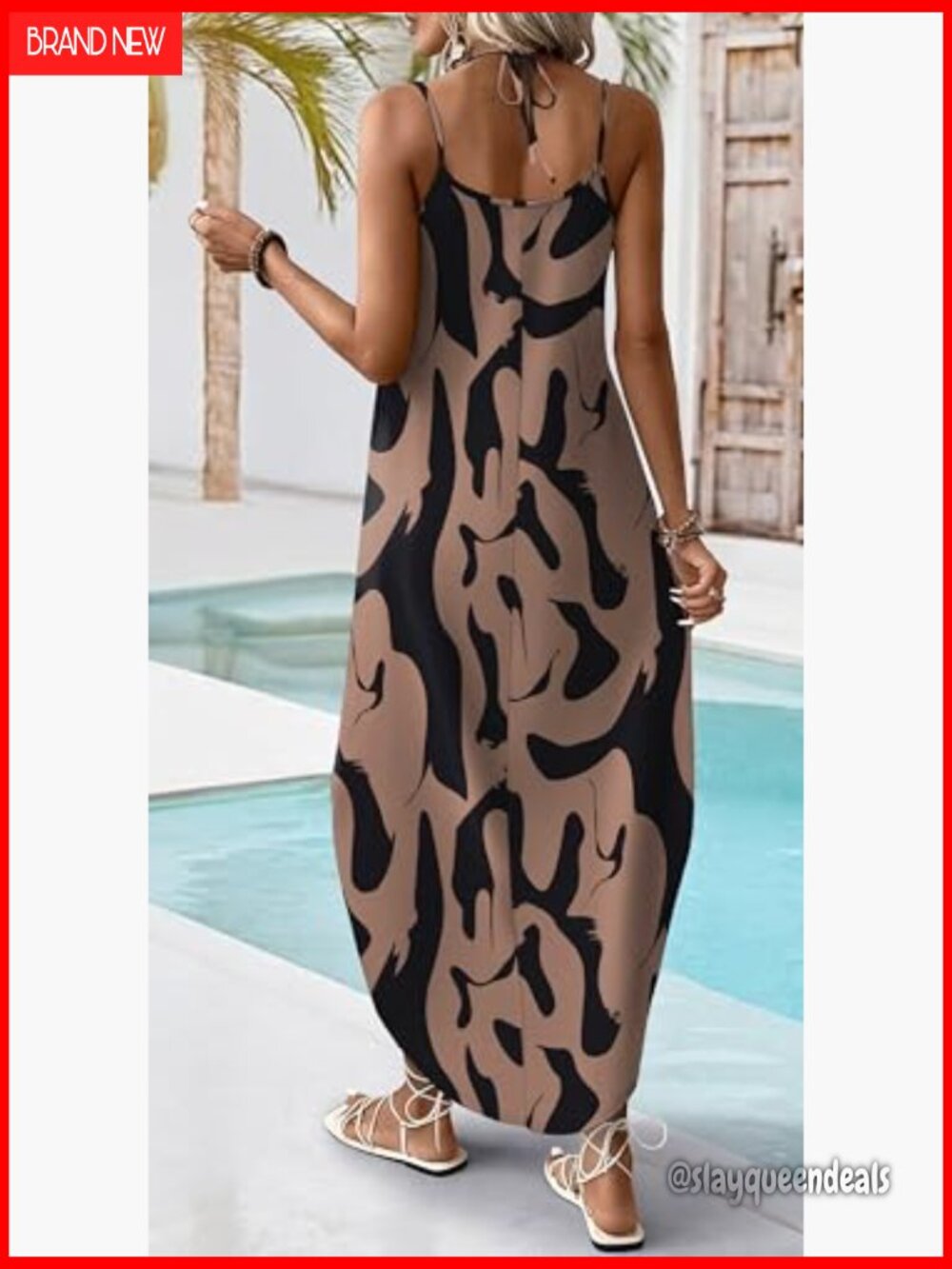 Maxi Halter Dress Boho Summer Casual Beach Vacation Travel Outfit - Picture 5 of 6
